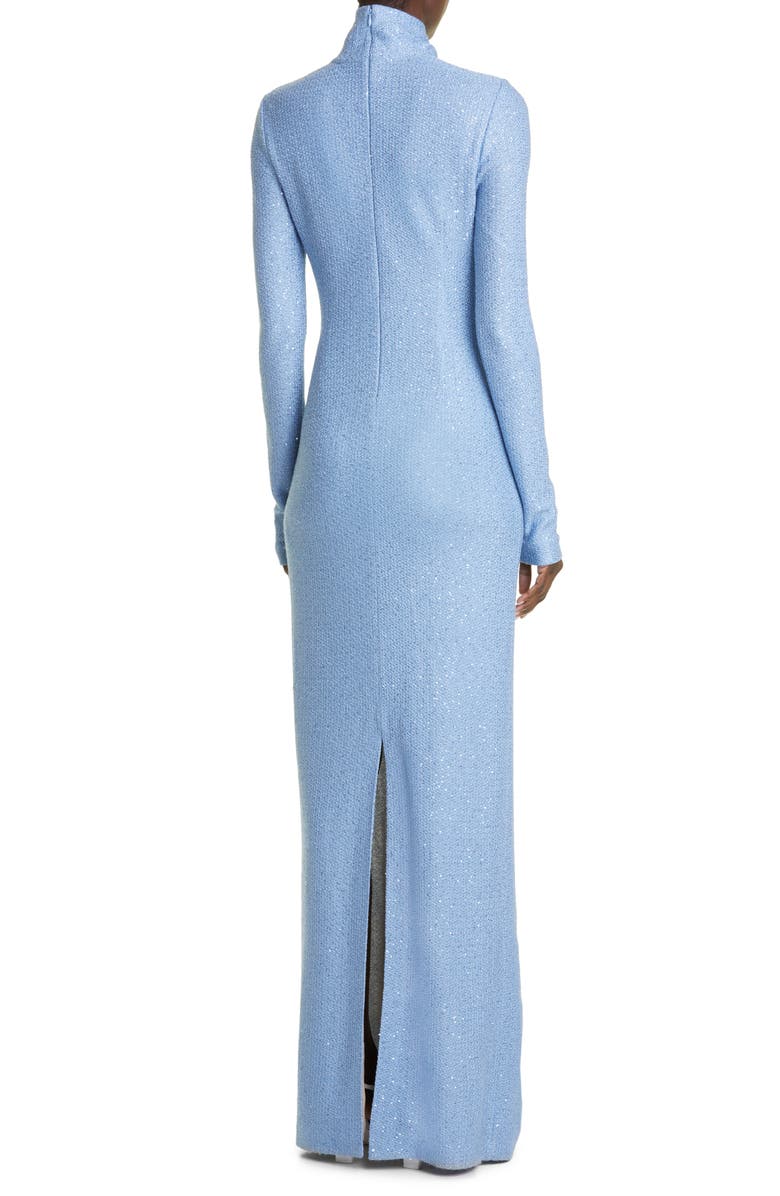 St. John Evening High Neck Long Sleeve Sequin Knit Gown, Alternate, color,