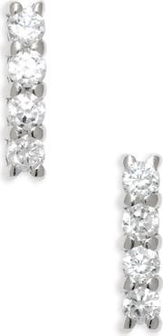 Argento Vivo Sterling Silver Teeny Pavé Bar Stud Earrings