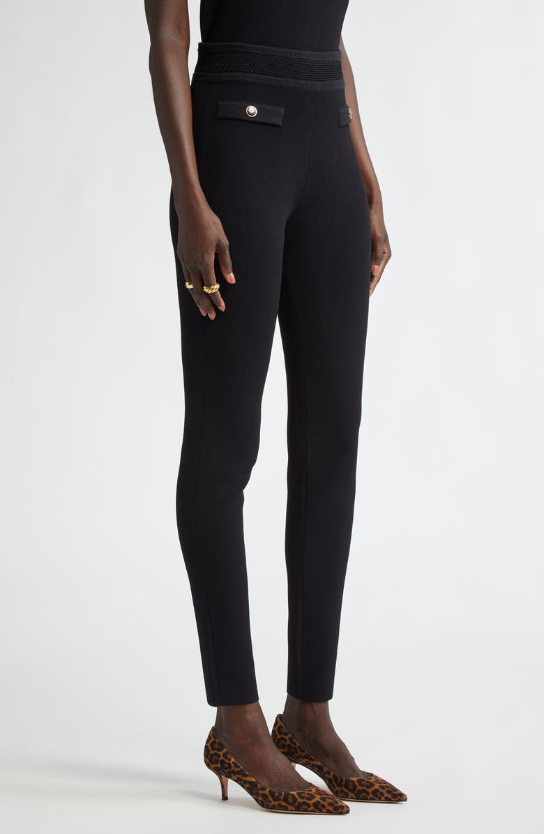 ST. JOHN Mixed Texture Knit Skinny Pants, Alternate, color,