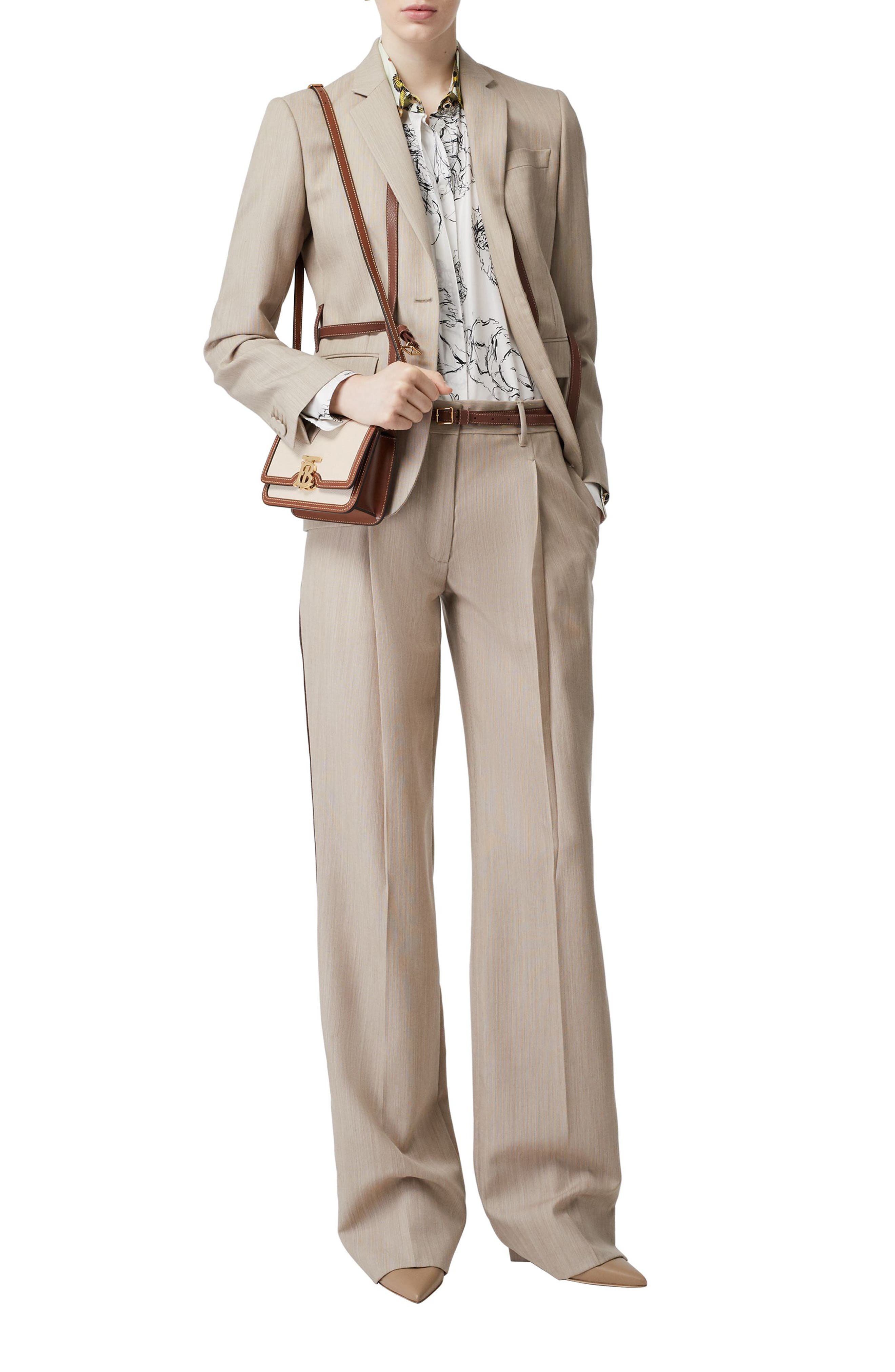 Burberry TB Monogram Canvas & Leather Shoulder Bag, Alternate, color, 