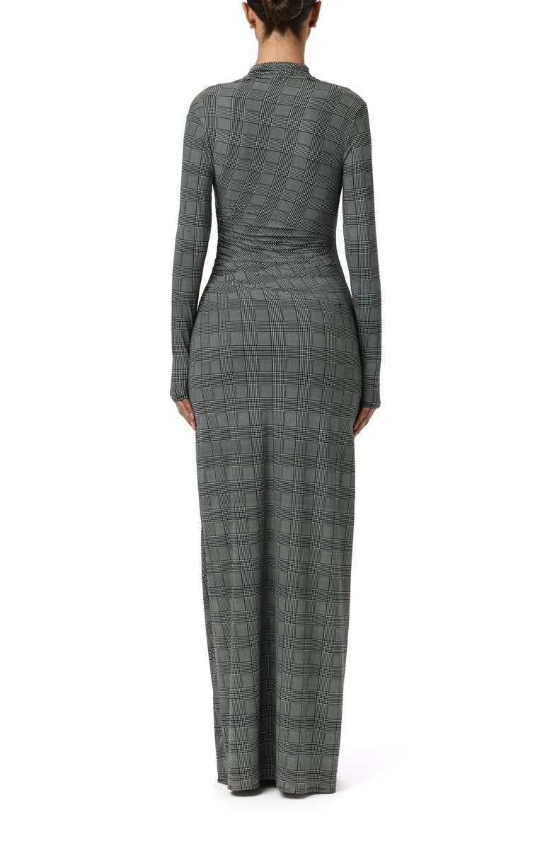 Naked Wardrobe Houndstooth Overlap Neck Long Sleeve Maxi Dress, Alternate, color, Houndstooth Plaid