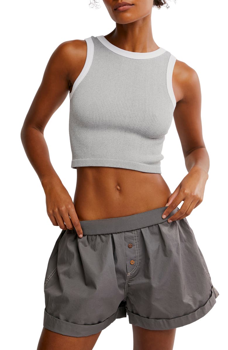 Free People Make It Happen Rib Crop Tank, Main, color, Grey / White