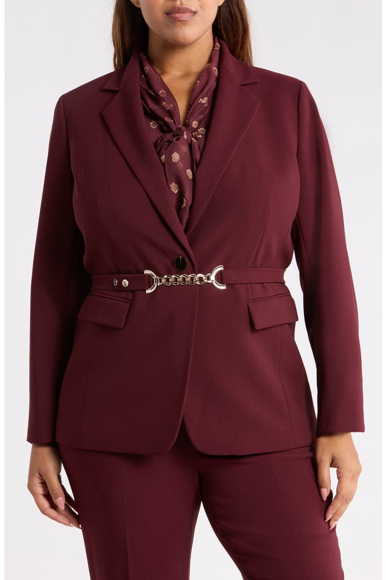 One-Button Notch Collar Blazer, Alternate, color, BAROLO
