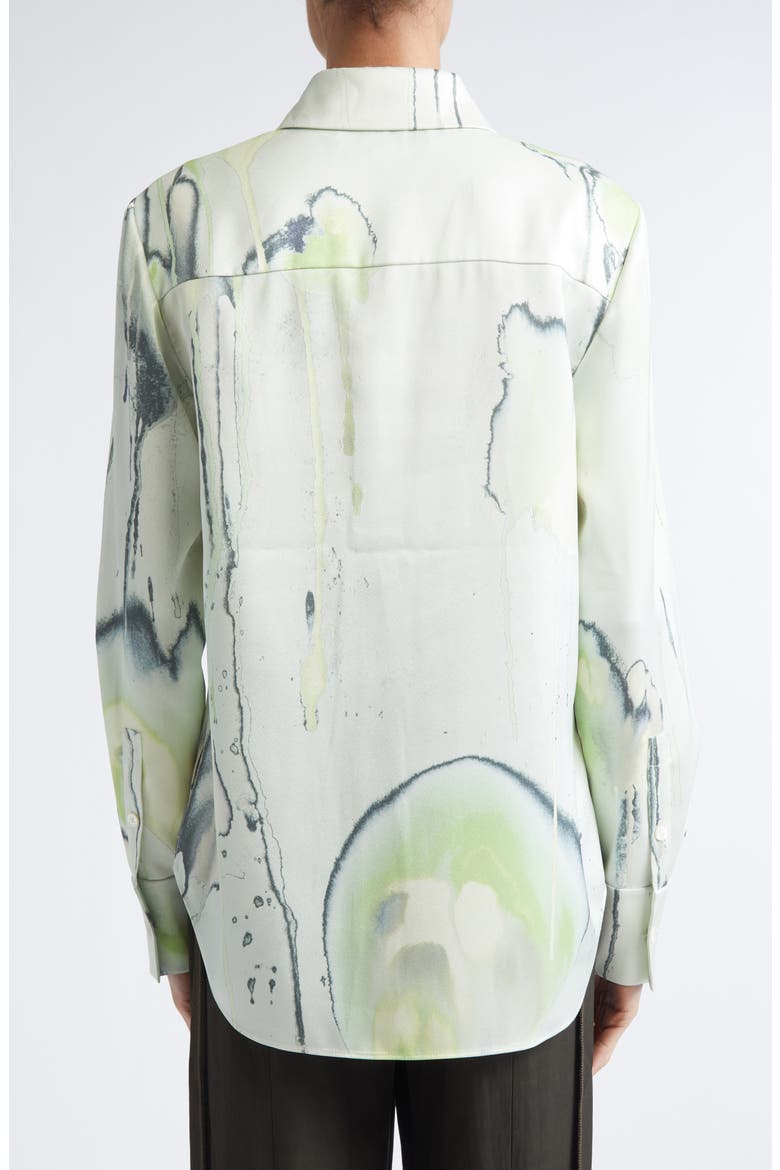 Watercolor Floral Silk Twill Button-Up Shirt, Alternate, color, LIGHT JADE MULTI