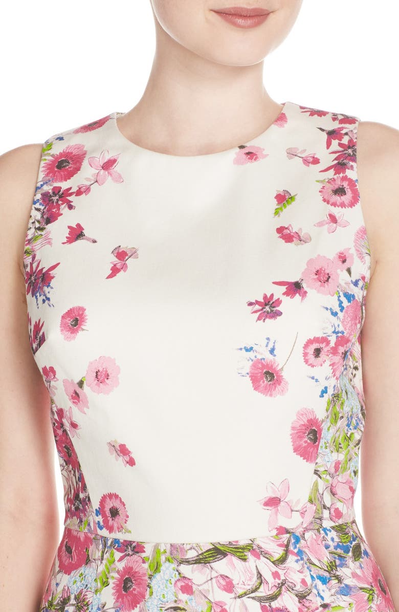 Maggy London Floral Print Stretch Cotton Midi Dress, Alternate, color, 