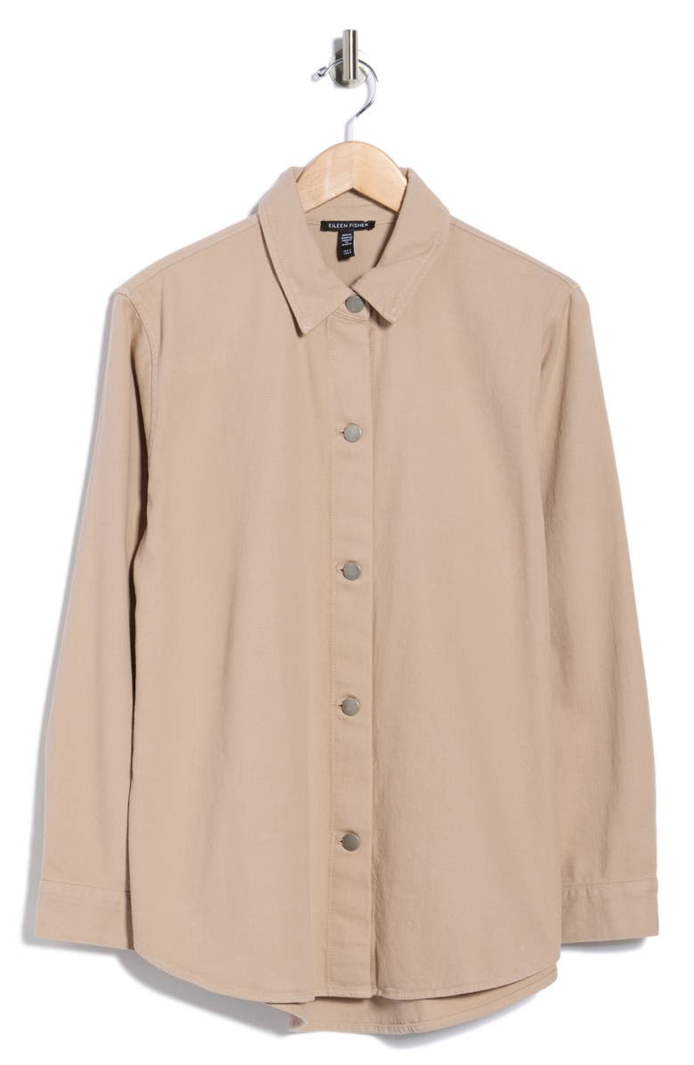 Eileen Fisher Classic Collar Organic Cotton Shirt Jacket, Alternate, color, Wheat