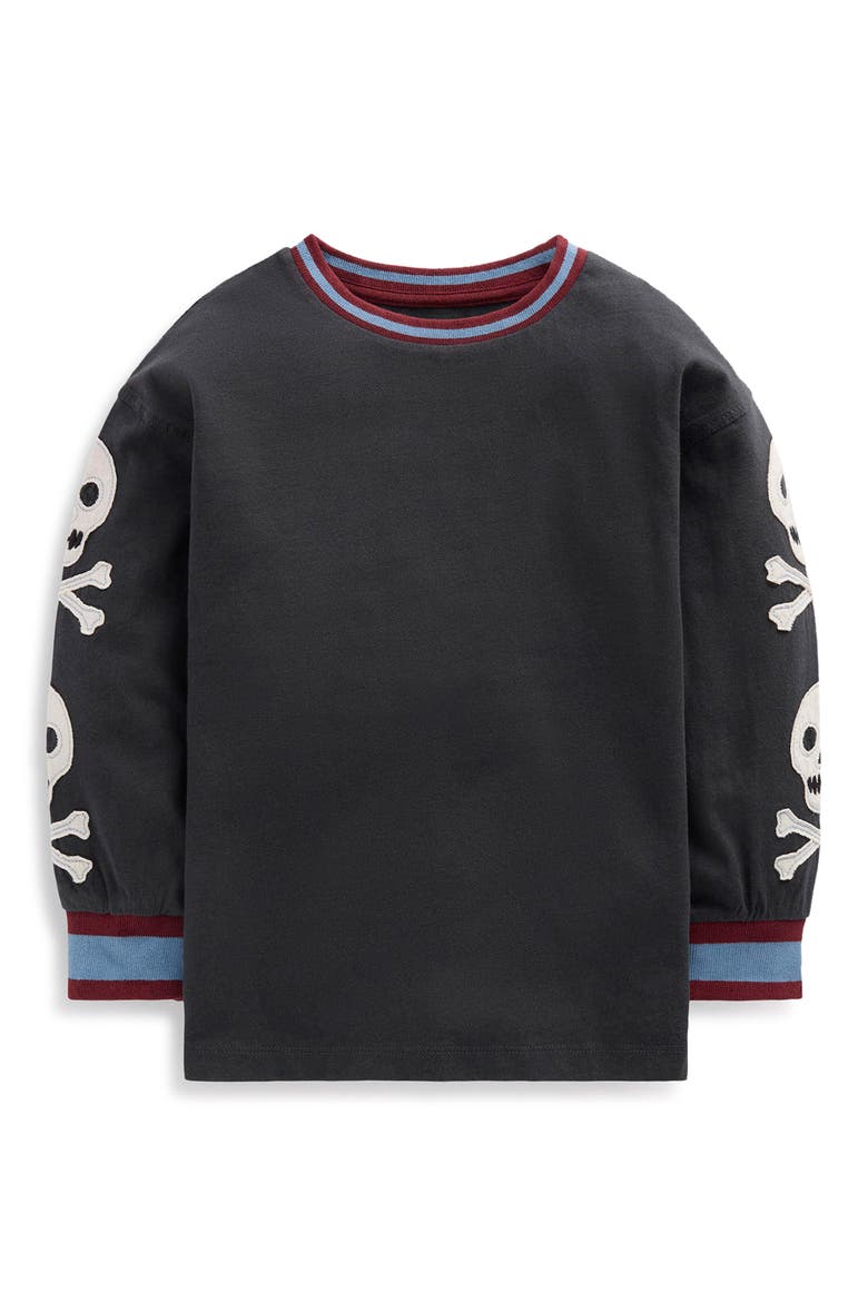 Kids' Appliqué Long Sleeve T-Shirt, Main, color, SHADOW GREY SKULLS