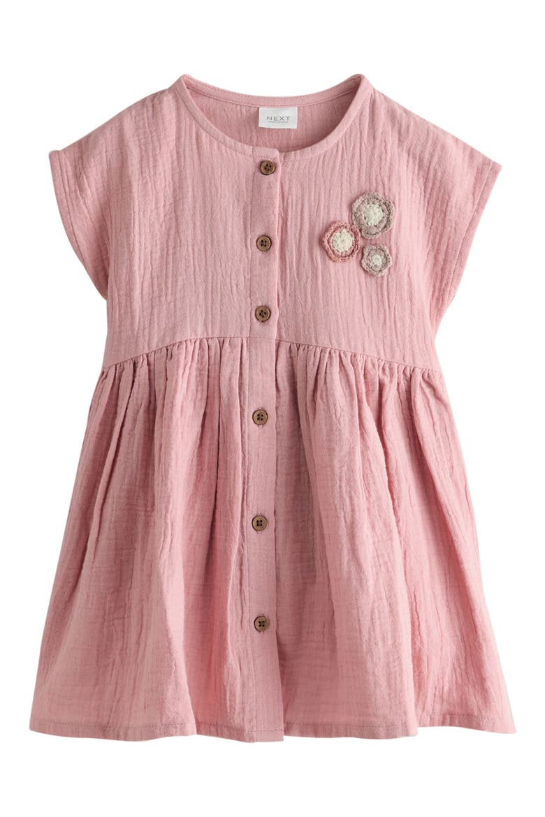 Kids' Floral Appliqué Cotton Dress, Main, color, PINK