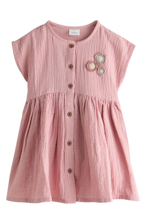 Kids' Floral Appliqué Cotton Dress (Baby, Toddler & Little Kid)