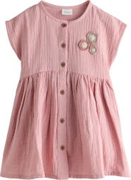 NEXT Kids' Floral Appliqué Cotton Dress