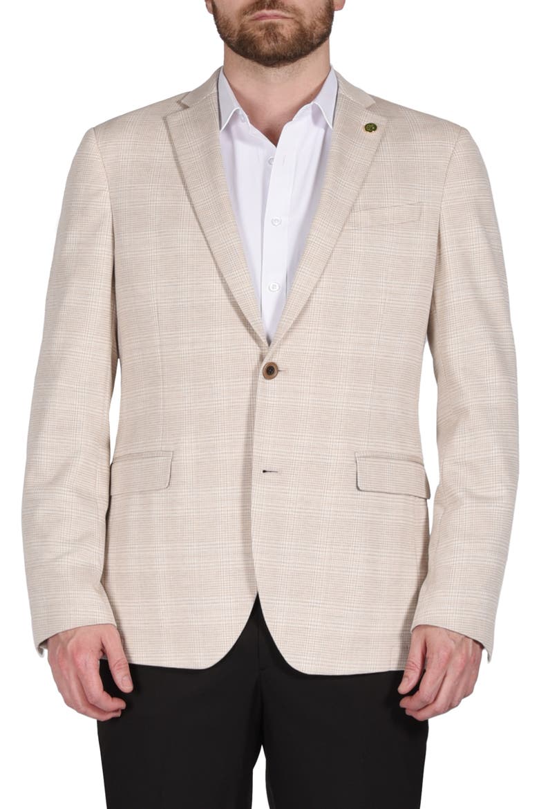 Plaid Knit Sport Coat, Main, color, TAN
