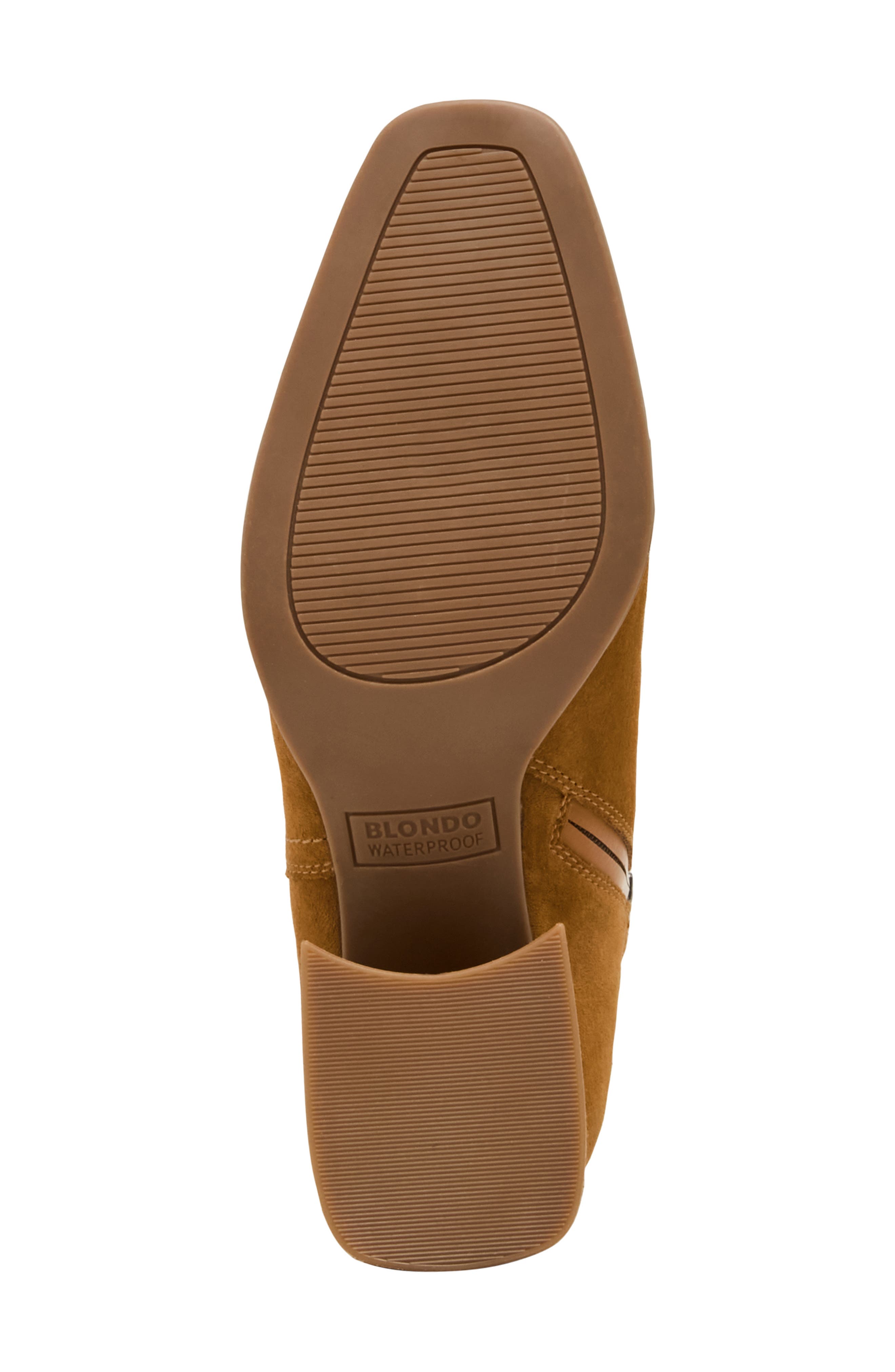 Marina Waterproof Stretch Suede Block Heel Bootie, Alternate, color, CAMEL SUEDE