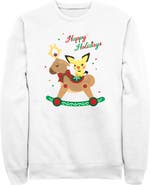 POKEMON Men's Christmas Pichu Rocker Long Sleeve Crewneck Sweatshirt