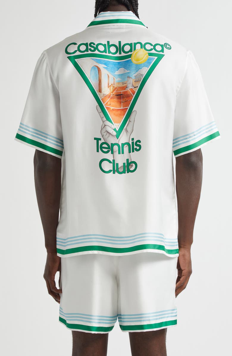 Casablanca Metaphysical Tennis Icon Silk Camp Shirt, Alternate, color, 