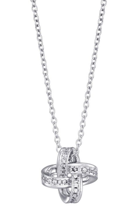 Cubic Zirconia Braided Knot Pendant Necklace