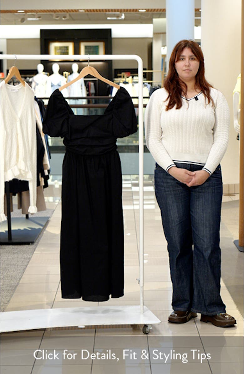 Lucy Ruched Puff Sleeve Midi Dress, sales video thumbnail