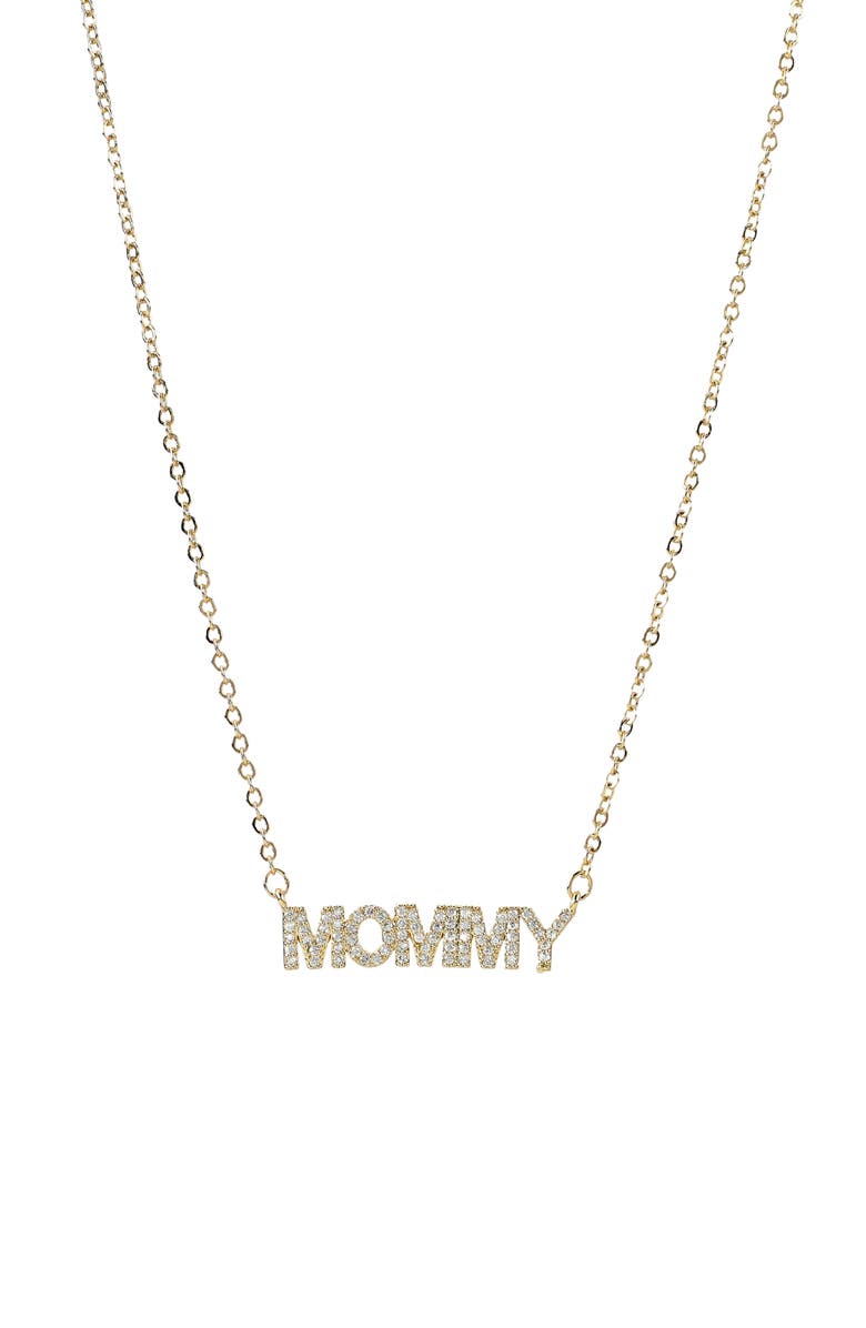Danecraft Mommy Necklace & Cubic Zirconia Stud Earrings Set, Alternate, color, Metallic Gold