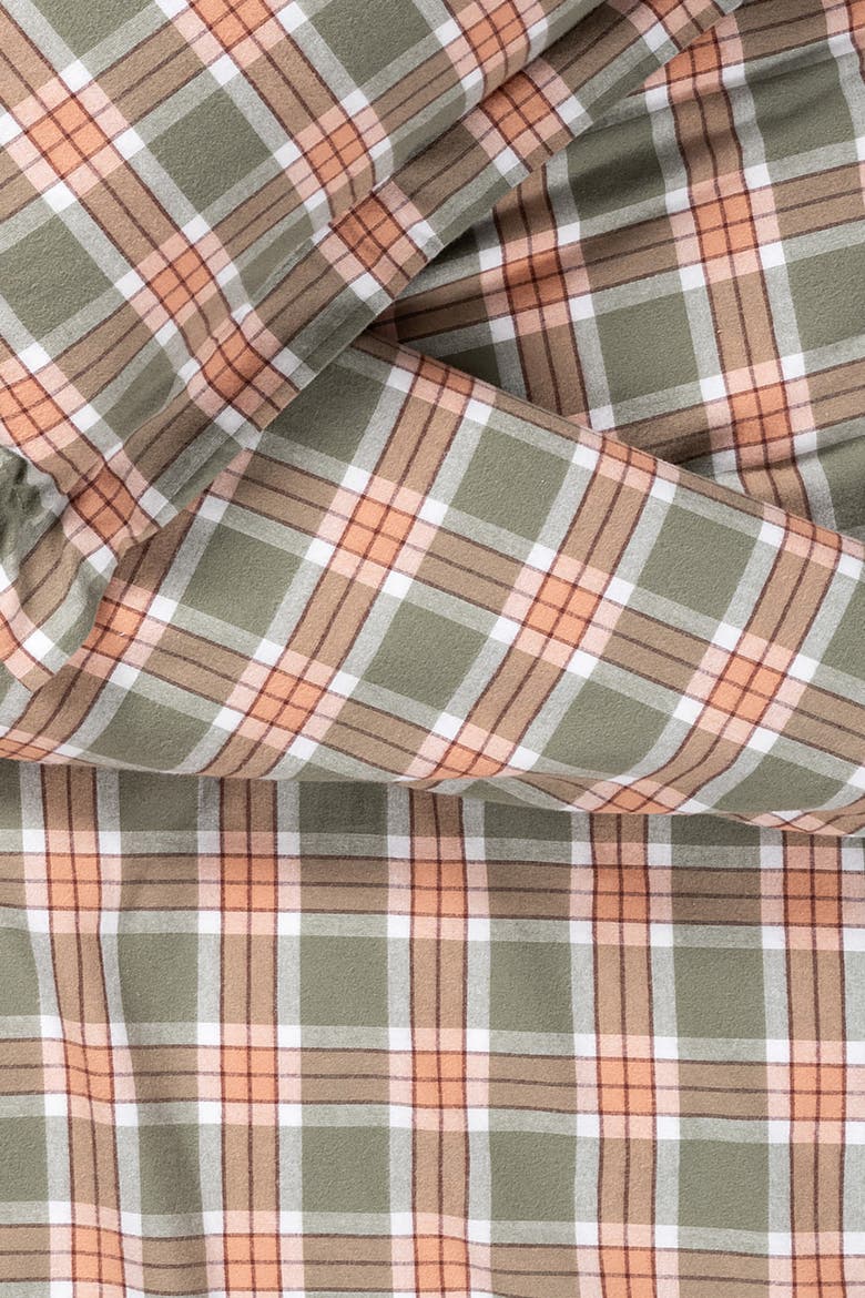 Viseu Portuguese Flannel Checked Cotton King Duvet Set, Alternate, color, Green