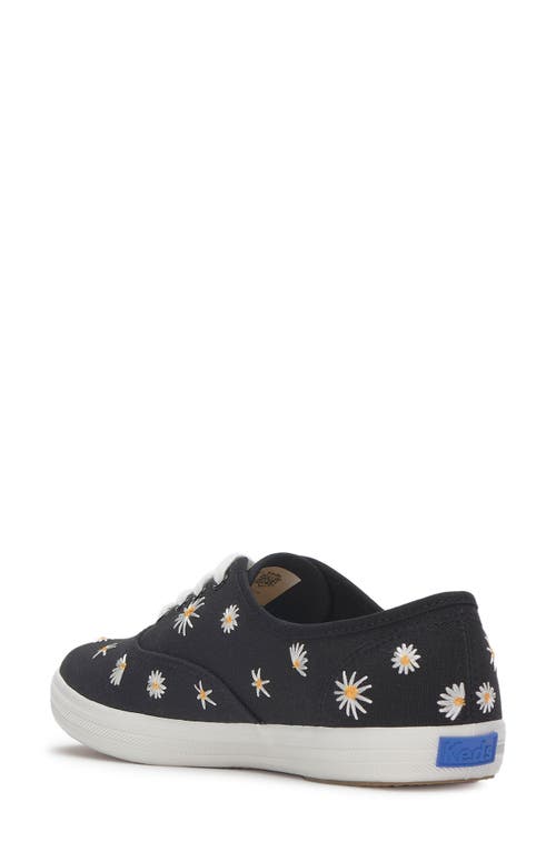 Keds Champion Black Canvas Embroidered Lace-up Sneakers In Black/snow White