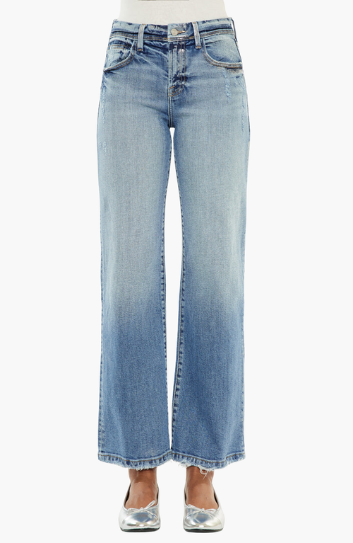 Official Kancan Usa Veronica Premier High Rise Slim Wide Leg Jeans In Medium Wash