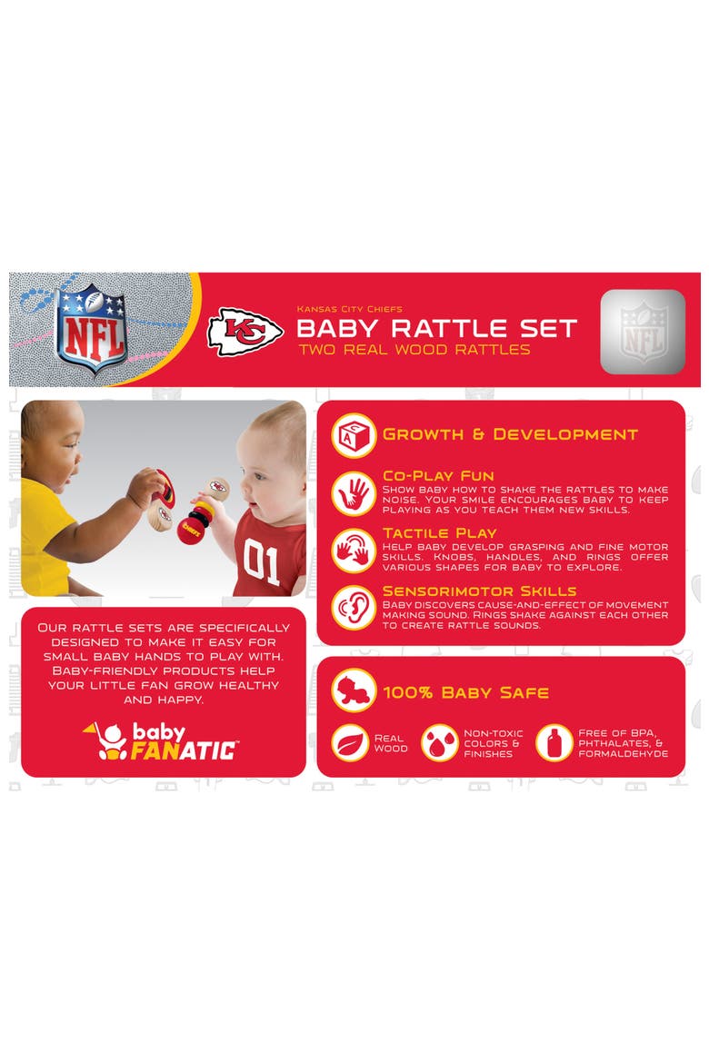 Kansas City Chiefs Baby Rattles 2-Pack, Alternate, color, Multicolor
