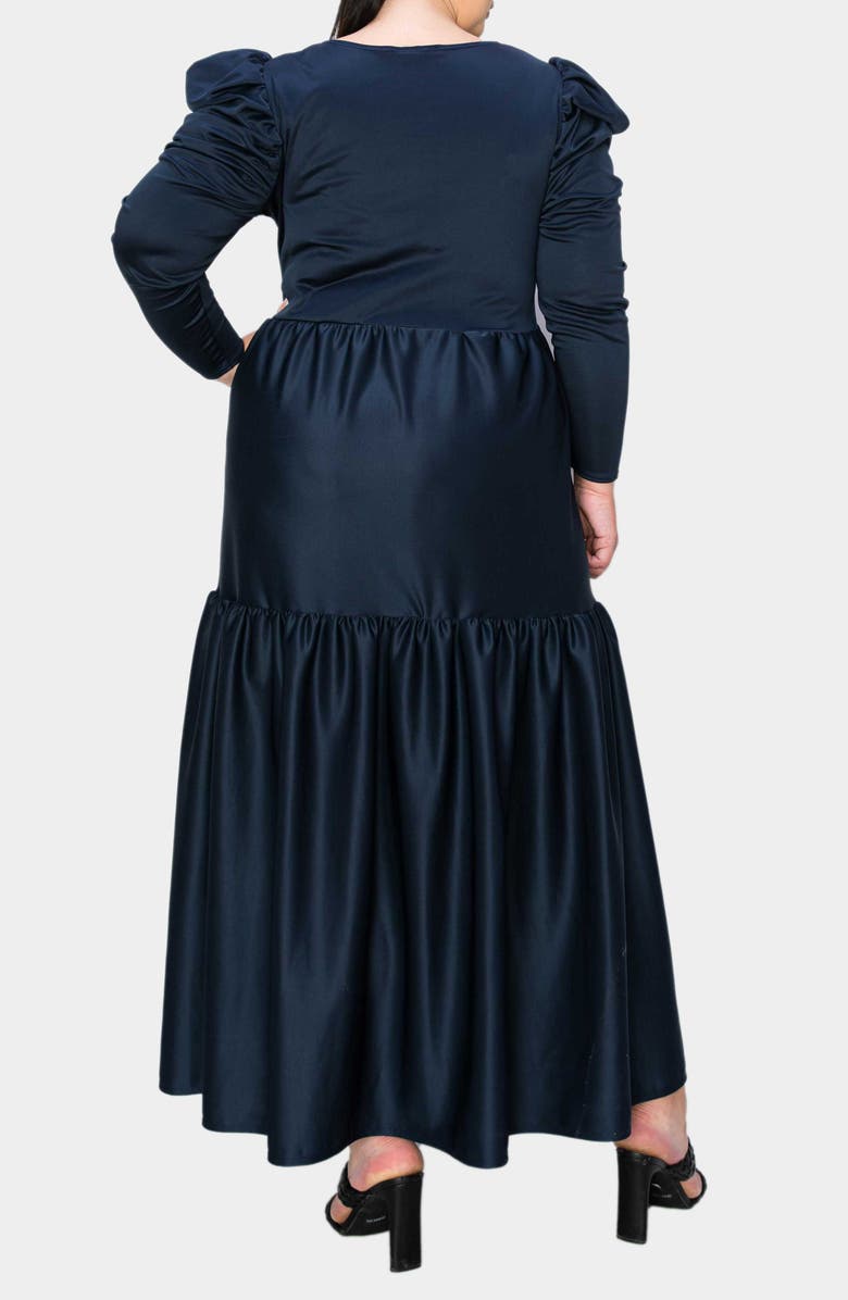 L I V D Isabel Long Sleeve Tiered Maxi Dress, Alternate, color, Navy
