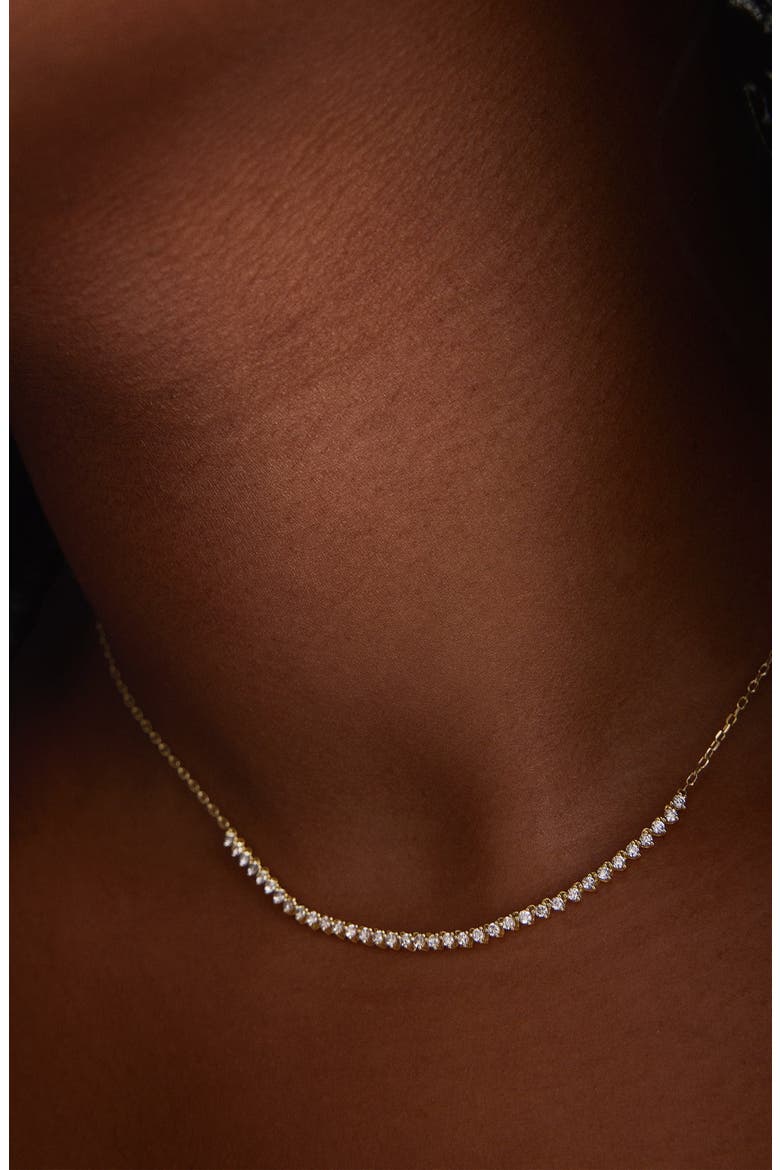 Diamond Half Tennis Necklace, Alternate, color, Yellow Gold