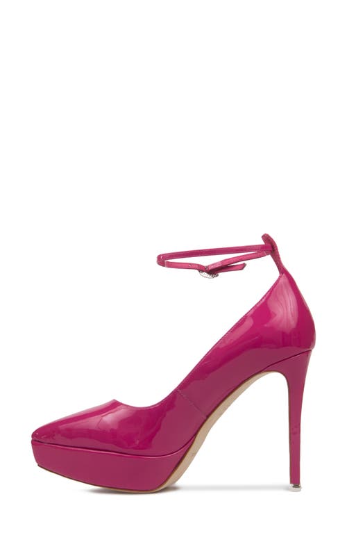 Black Suede Studio Gracie Pointed Toe Platform Pump In Pink Yarrow Patent Leather