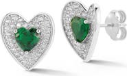 SPHERA MILANO CZ Pavé Double Heart Stud Earrings