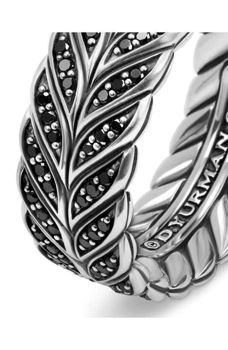 David Yurman Chevron Band Ring in Sterling Silver with Black Diamonds, 9mm, Alternate, color, Black Diamond