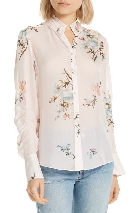 Elzie Print Silk Blouse