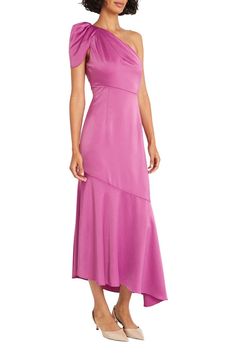 Maggy London One-Shoulder Asymmetric Hem Satin Cocktail Dress, Alternate, color, 