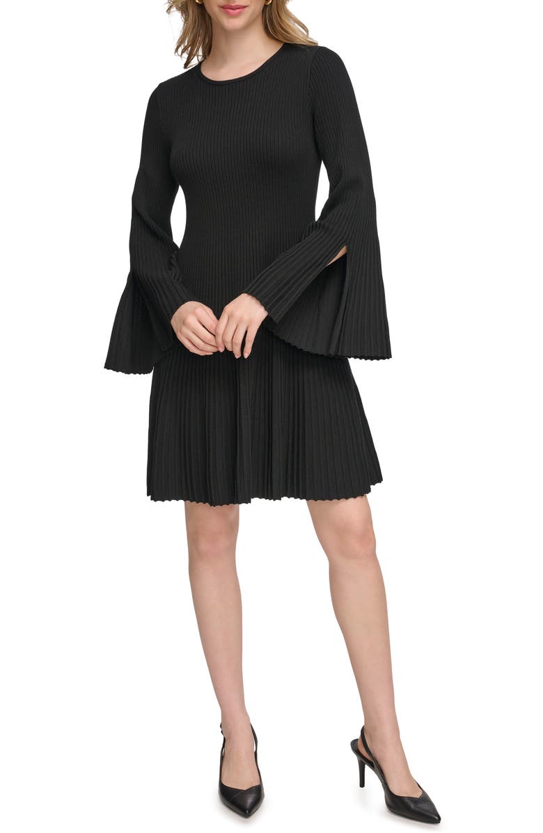 Calvin Klein Ribbed Bell Sleeve Sweater Dress, Main, color, 