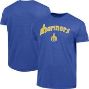 Champion Men's Champion  Royal Seattle Mariners Cooperstown Wordmark Lockup Tri-Blend T-Shirt