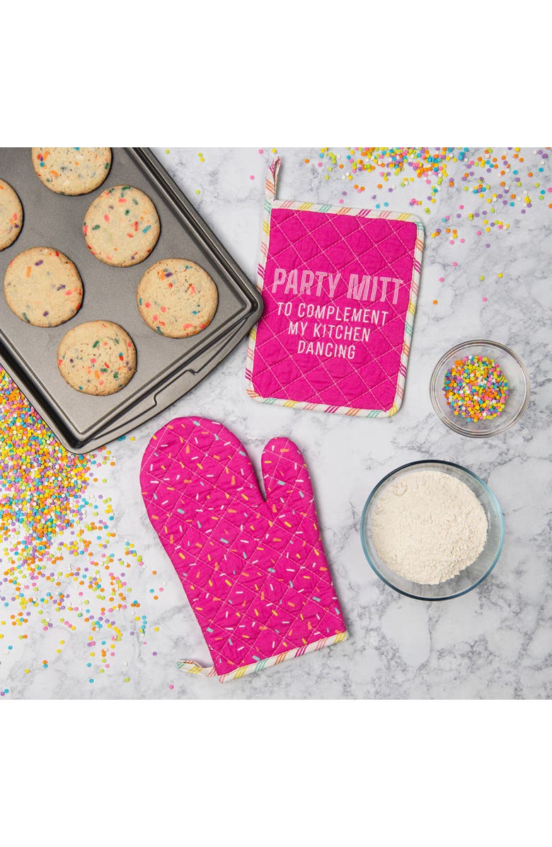 Totalee Gift Party Mitt Pot Holder & Oven Mitt Set of 2 Cotton Pink, Alternate, color, Pink