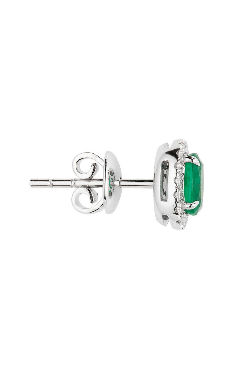 VALANI ATELIER Emerald & Diamond Halo Stud Earrings, Alternate, color, 14K White Gold