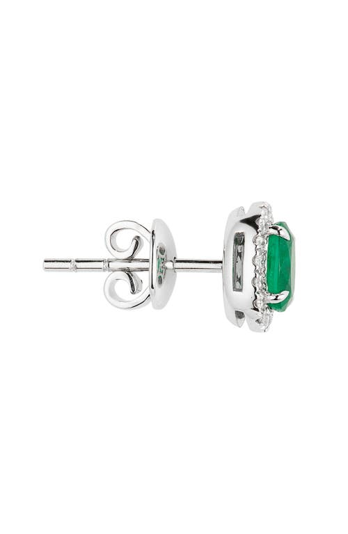 Valani Atelier Emerald & Diamond Halo Stud Earrings In 14k White Gold