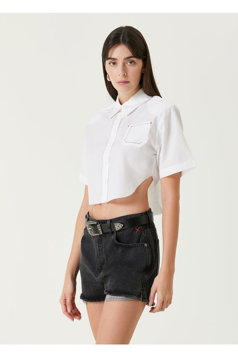 Pure Cotton Free Heaven Striped Crop Shirt, Alternate, color, grey