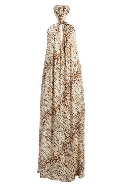 Shop Elan Stripe Cover-up Halter Maxi Dress In Neutral Sahara
