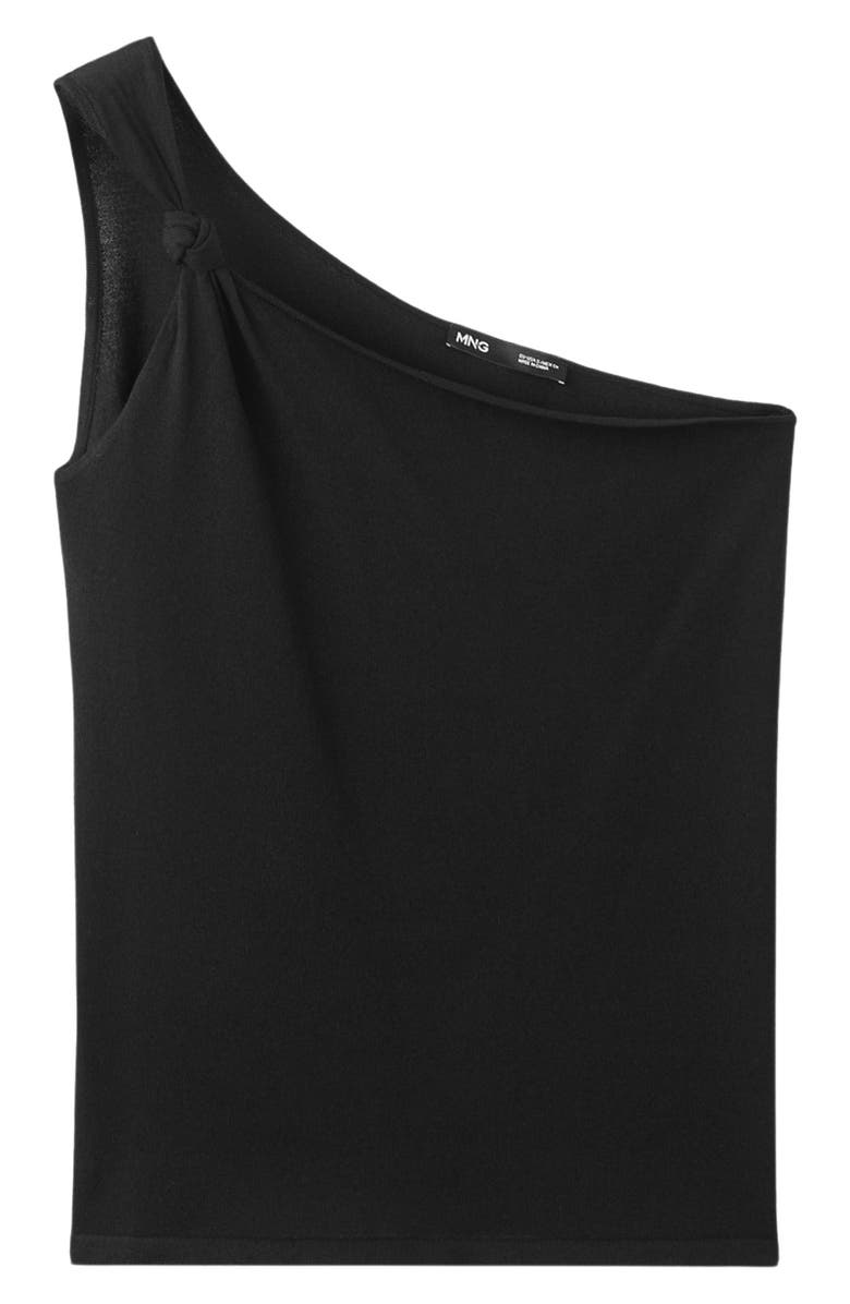 MANGO Knotted One Shoulder Tank, Alternate, color, Black