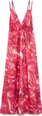 MANGO Strappy Open Back Cotton Maxi Sundress