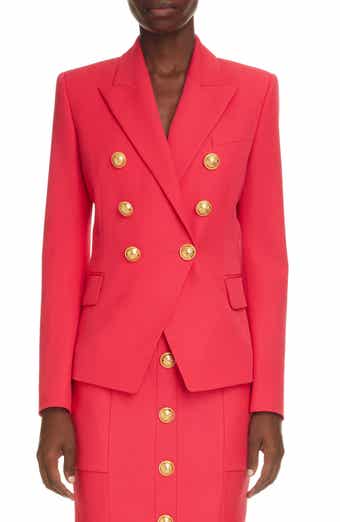 Double Breasted Grain de Poudre Wool Jacket