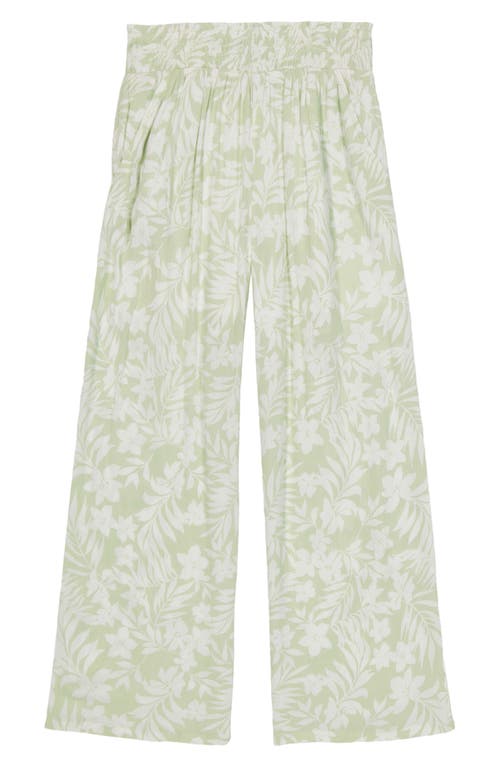Billabong Kids' New Waves Crinkle Crepe Wide Leg Pants In Sage Frost