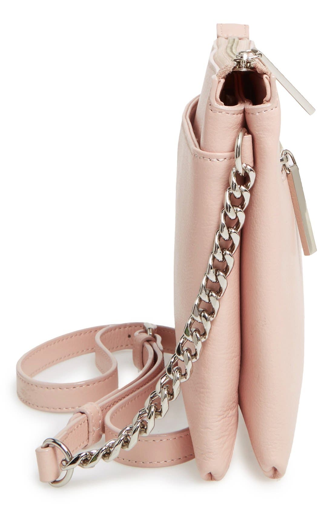 Leather Crossbody Bag, Alternate, color, PINK DUST