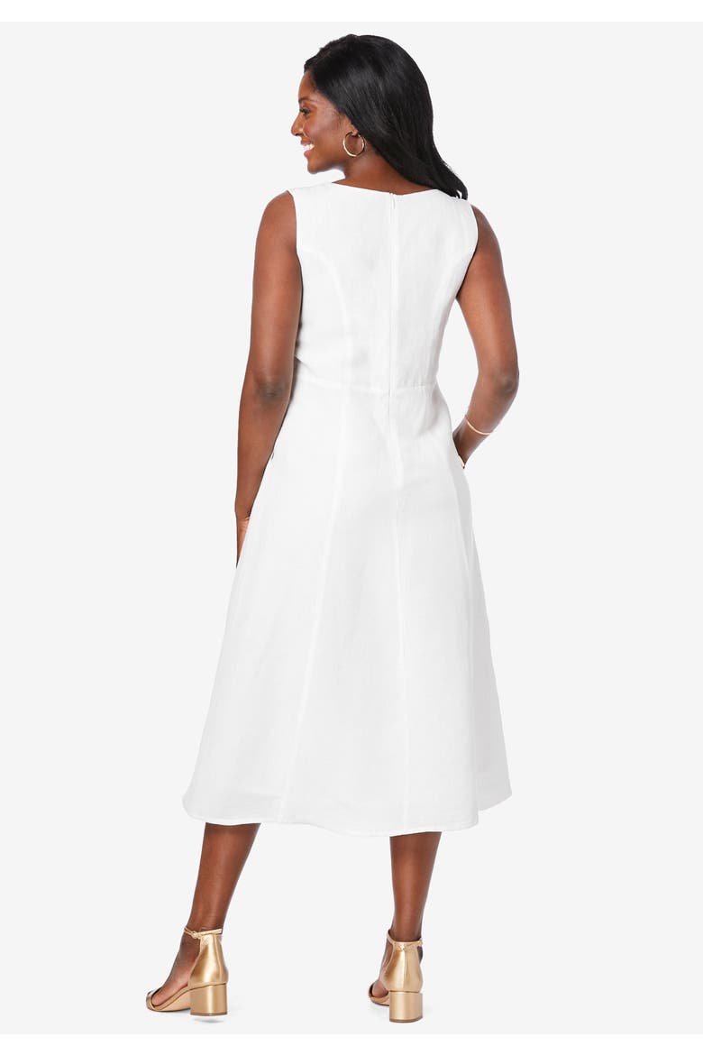 Linen Fit & Flare Dress, Alternate, color, RICH BROWN