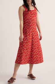 Seasalt Cornwall Sun Gleam Sleeveless Stretch Organic Cotton Jersey Midi Dress