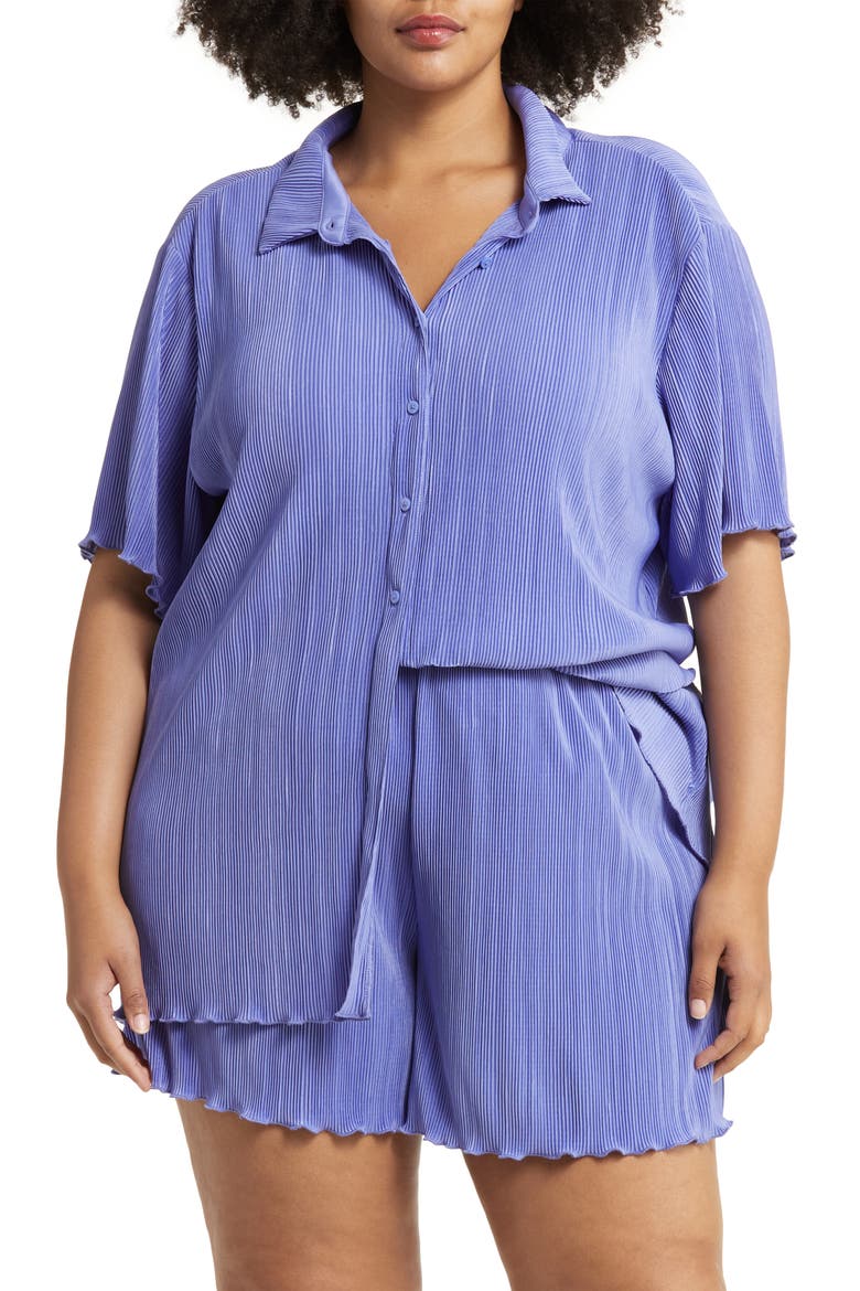Plissé Short Pajamas, Main, color, PURPLE PERI
