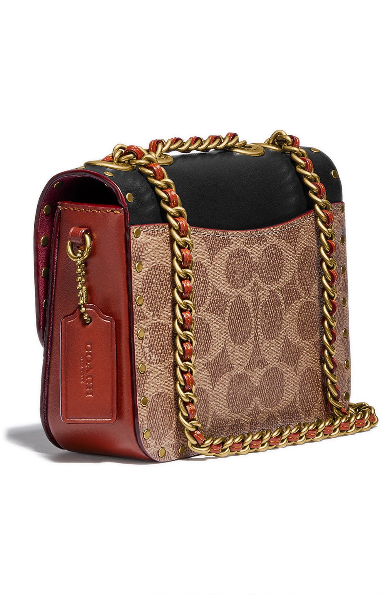 Signature Border Canvas Crossbody Bag, Alternate, color, BRASS/ TAN RUST