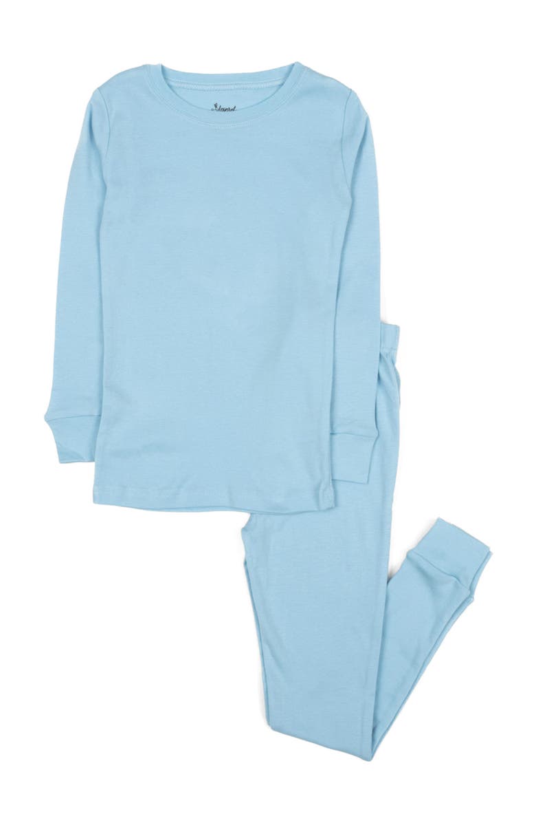 Leveret Kids Cotton Two-Piece Pajamas, Stripes, Solids & Tie Dye, Main, color, Light Blue