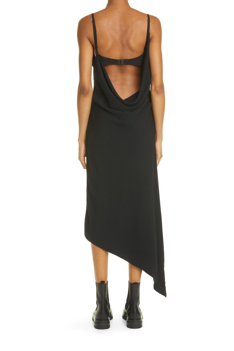 Draped Satin Crepe Slipdress, Alternate, color, BLACK